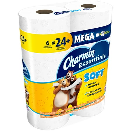 Charmin Essentials Soft Toilet Paper, 6 Mega Rolls - Walmart.com