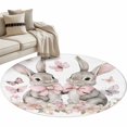 thumbnail image 2 of Round Area Rug 4ft, Easter Watercolor Rabbit with Bow Non-Shedding Washable Area Rug, Spring Pink Flower Butterfly Non Slip Low-Profile Circle Rugs for Living Room, Bedroom Dining Room, 2 of 9