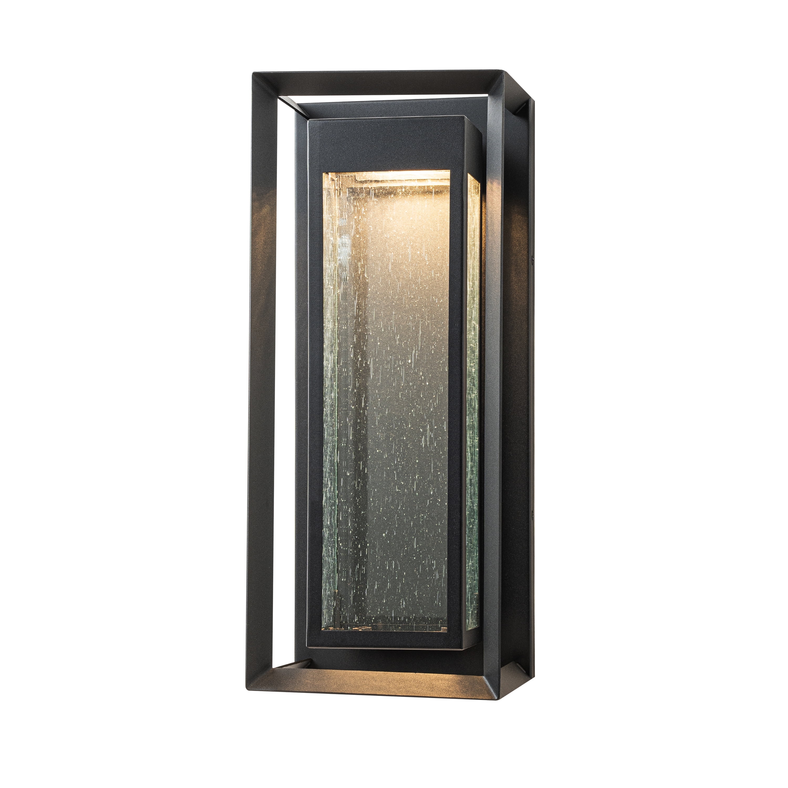 Modern outdoor led wall sconce with seeded glass