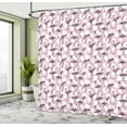 thumbnail image 4 of Ambesonne Flamingo Shower Curtain, Modern Exotic Birds, 69"Wx75"L, Pale Blue Charcoal Grey, 4 of 4