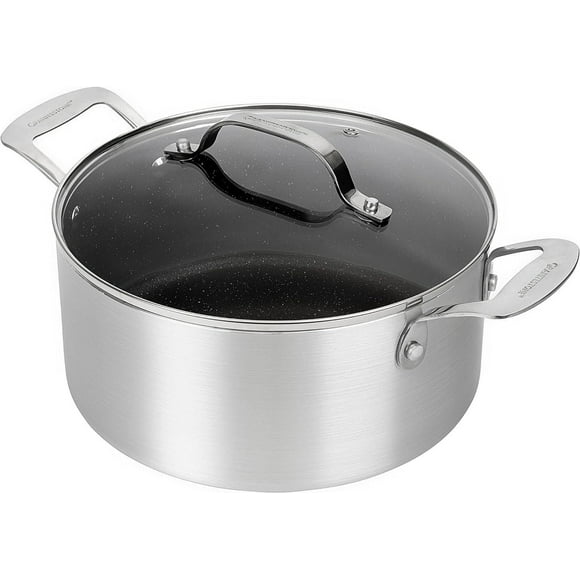 Marmite Antiadhésive Granitestone de 5 Litres avec Couvercle, Argentée – Compatible Four et Lave-Vaisselle