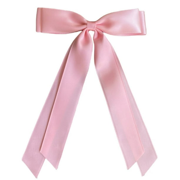 Pinza para el cabello de satén de seda con cola larga, doble capa, cinta gruesa, lazo grande, coleta, clip metálico deslizante, accesorio para el cabello de moda.