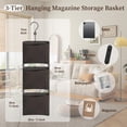 thumbnail image 2 of Wymulot 3 Tier Wall Mounted Magazine Rack, Magazine Basket with Hooks, Boho Storage Holder Books Basket for Newspaper, Remote Controls, Keys, Decorative Hanging Basket for Living Room, Bedroom (Brown), 2 of 6