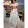 thumbnail image 6 of Women's 2-Piece Boho Outfit – Summer Off-Shoulder Crop Top  High-Waist Flowy Maxi Skirt Set for Beach  Vacation, 6 of 6