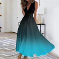 thumbnail image 2 of Maxi Maxi Robe, Robe Sans Manches Dégradé Mode Décontractée avec Col en V Robe Maxi Bohème, Robes d'Été pour Femmes, 2 of 5