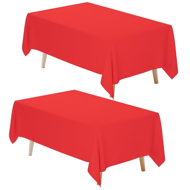 Mantel rectangular rojo Fixwal 152 x 259 cm, poliéster, paquete de 2