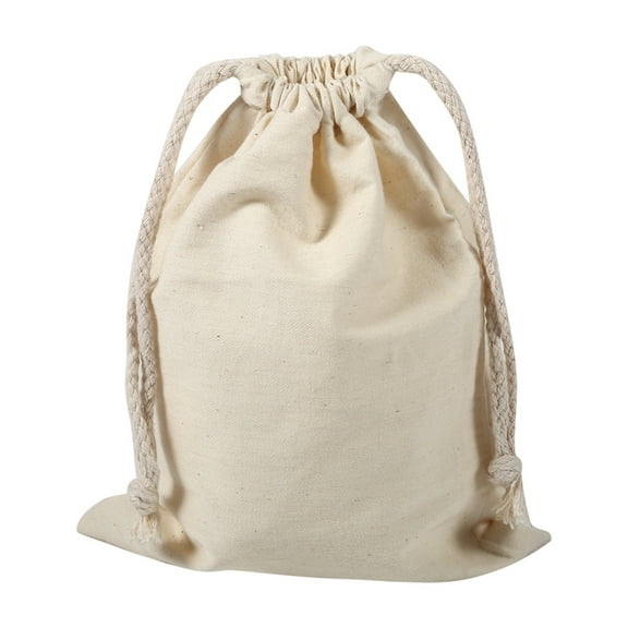 Household Plain Cotton Drawstring Storage Laundry Sack Stuff Bag for Travel Home Use 15*20CM