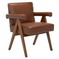 thumbnail image 3 of SAFAVIEH Suri Mid-Century Glam Arm Chair, Cognac Leather/Walnut, 3 of 10