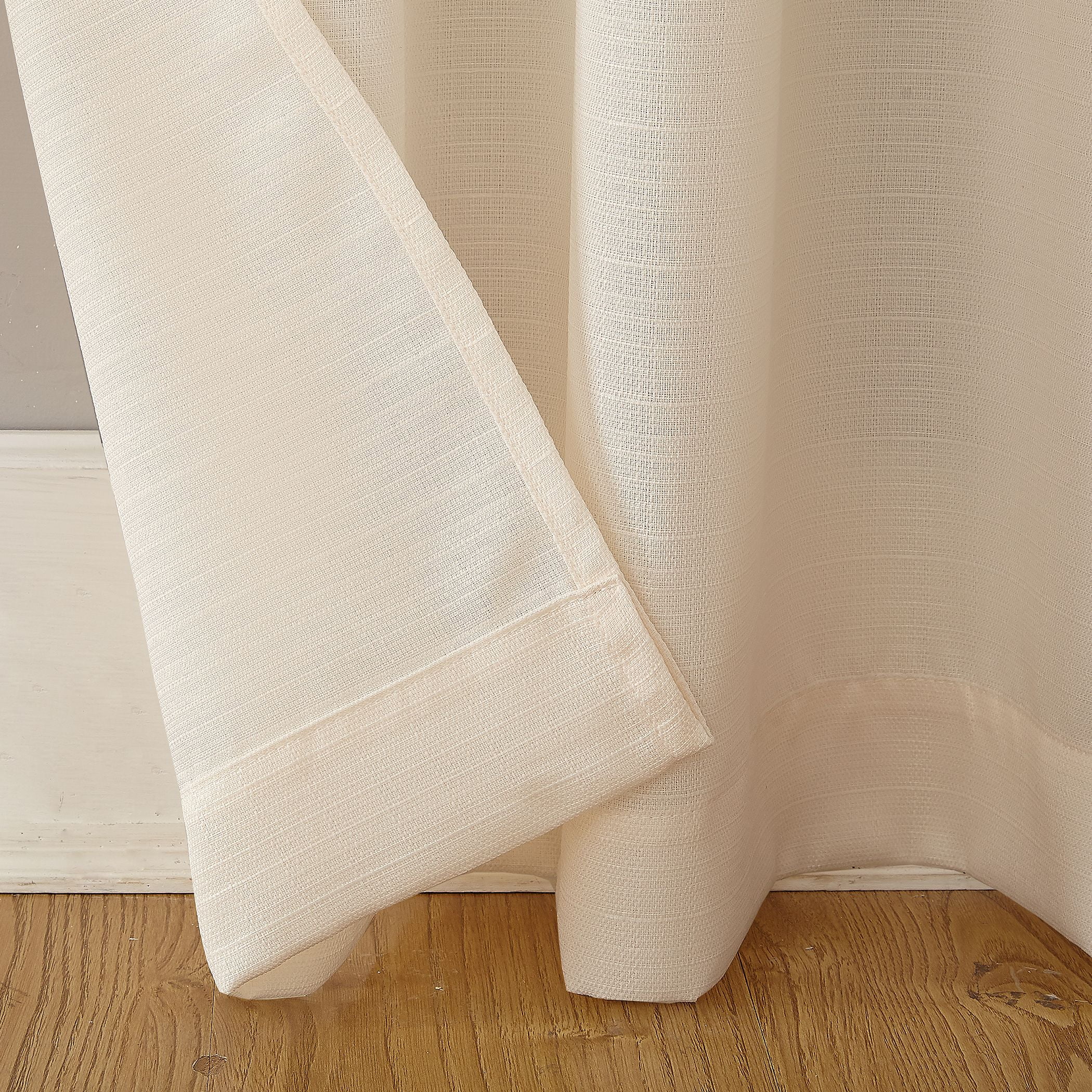 Mainstays Lauren Semi Sheer Textured Solid Rod Pocket Curtain, Single Panel, Cream, 38" W x 84"L