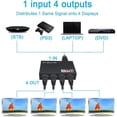 thumbnail image 3 of 4K HDMI Splitter 1 in 2 3 4 Out 4K@30HZ, V1.4 HDCP Powered HDMI Splitter with AC Adaptor 1 Input to 4 Outputs, Supports 3D 4K HD1080P for PS4 XboxRoku Blu-Ray Player Apple TV HDTV, 3 of 8