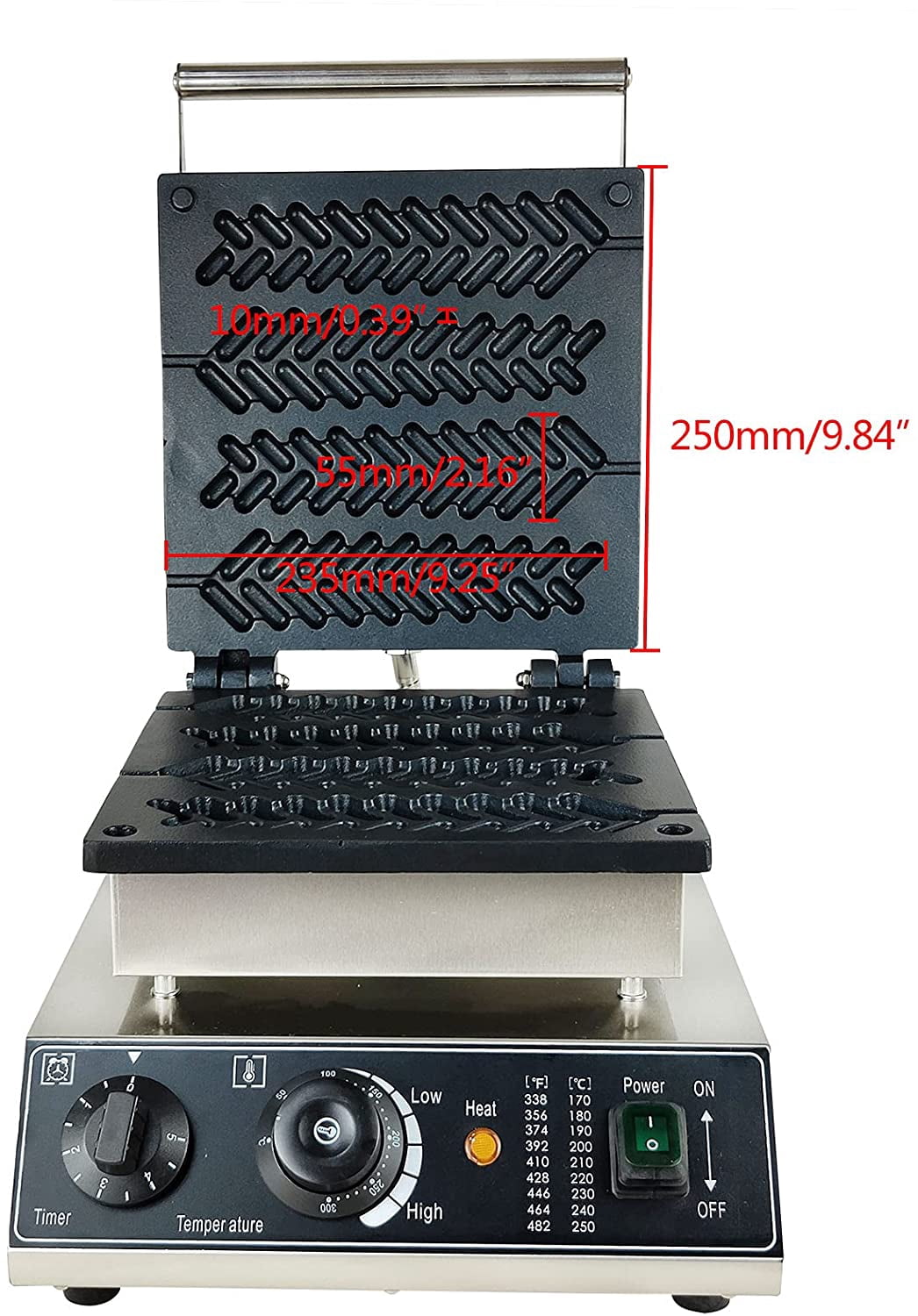 DENEST 4 Grooves Electric Commercial Waffle Maker Machine Wheat Stalk Shaped Non Stick 1700W