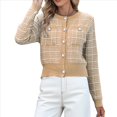 thumbnail image 2 of Cárdigan de Punto Texturizado de Larga con Botones y Bolsillos para Mujer Caqui XL, 2 of 9