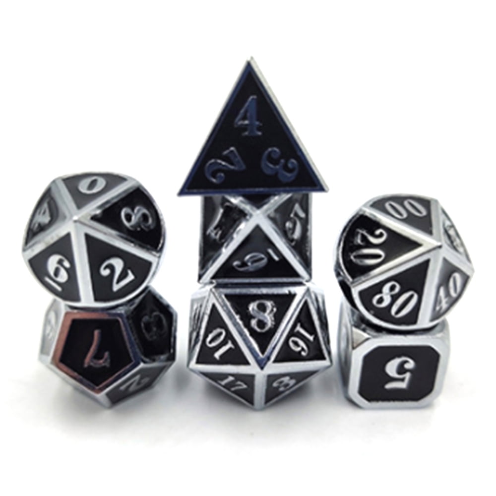 7x Alloy Dice Role Playing for DND Table Game Casino Supplies Orange 