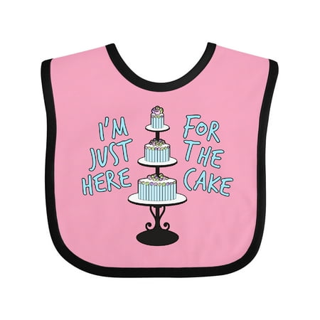 

Inktastic I m Just Here for the Cake Funny Wedding Gift Baby Boy or Baby Girl Bib