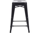Buschman Black 24 Inch Counter Height Metal Bar Stools Indoor/Outdoor
