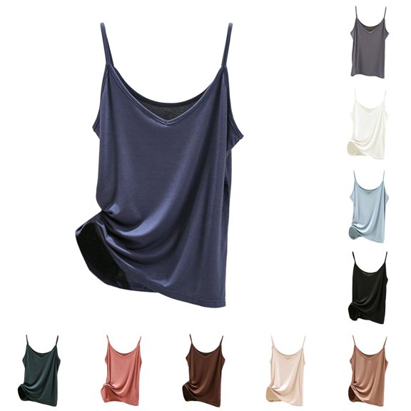 Gyujnb Women Slim Fit Spaghetti Strap Cami Tank Top, Short Length Figure‑Flattering Layering Camisole Undershirt,Dark Blue