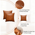 thumbnail image 4 of Faux Leather Throw Pillow Covers, 20x20 Inch Set of 2 Brown Lumbar Boho Modern Square Home Decorative Pillow Cases for Outdoor Living Room Couch Bed Sofa Bedroom Cushion Covers, 4 of 6