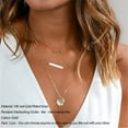 thumbnail image 2 of Turandoss Dainty Interlocking Circles 14K Gold Plated Stacked Necklace for Women Bar Hammered Disc Pendant Adjustable Jewelry Trendy Personalized Birthday Gifts for Her Women, 2 of 8