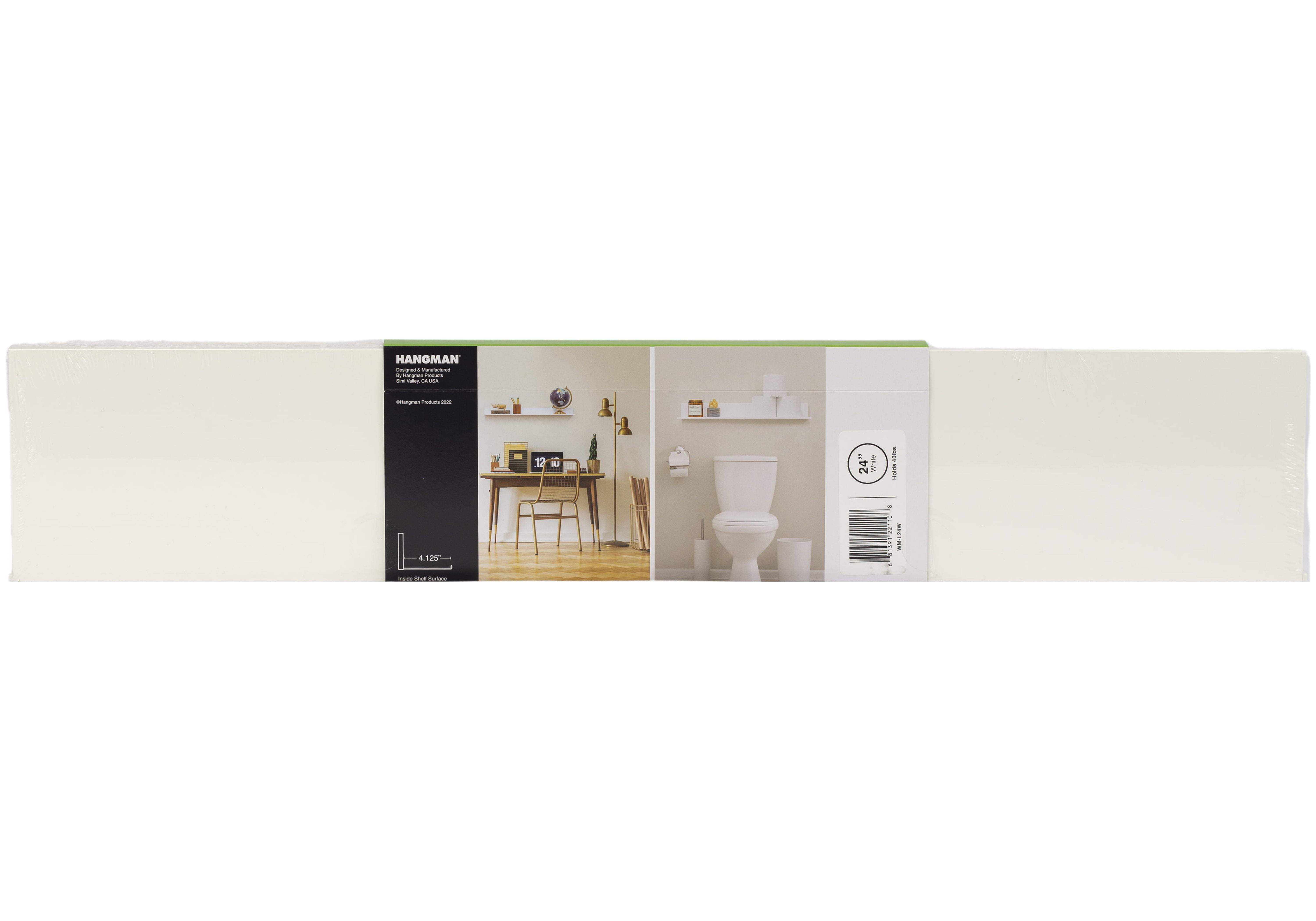 (2 pack) Hangman No Stud Floating Shelf - 24"- White - Aluminum - Level and Hardware Included - No Drills or Anchors Needed