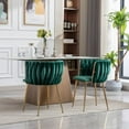 thumbnail image 6 of Velvet Dining Chairs Set of 2 Modern Hand Weaving Accent Chairs Living Room Chairs Upholstered Side Chair with Golden Metal Legs for Dining Room Kitchen Vanity Living Room(Green), 6 of 7