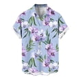 thumbnail image 3 of Ceisia Men's Orchid Flower Print Hawaiian Shirt Short Sleeve Button Down Casual Summer Top Light Blue L Gifts for Father, 3 of 7