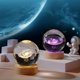thumbnail image 3 of Bola de cristal creativa con grabado láser 3D, globo terráqueo, Sistema Solar, Base de madera maciza, cristal luminoso, luz Led, adorno pequeño, 3 of 4