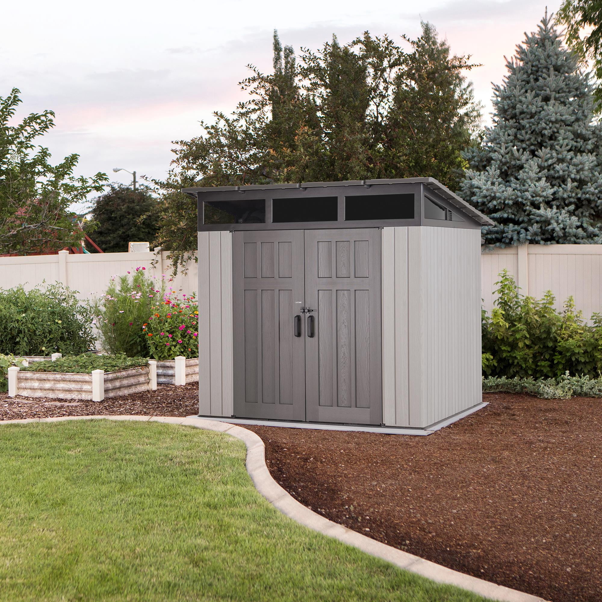 Lifetime Polyethylene Modern Storage Shed, 53.9 sq. ft., 8.3 ft. X 8.3 ft., Gray (60542)