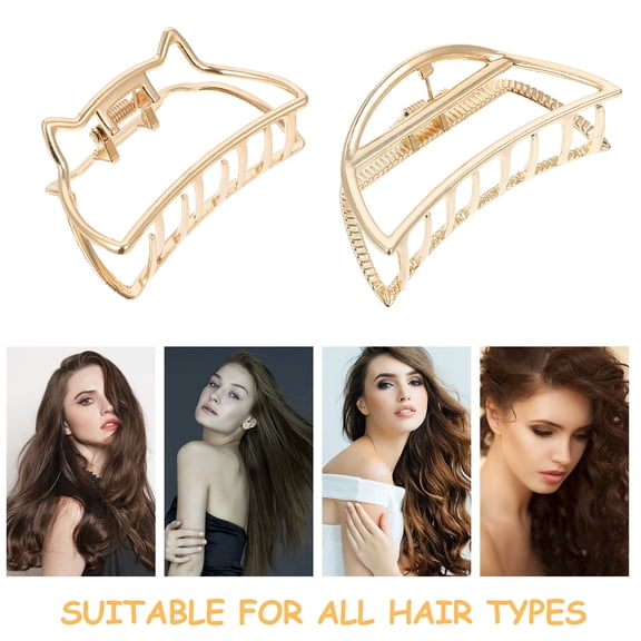 MERRYHAPY 4Pcs Golden Metal Hair Clips Jaw Barrette Set for Cooking, Working, Shower, Everyday Use