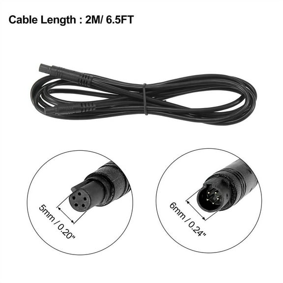 Goodhd 5 Pin 6.5Ft 2M Backup Camera Extension Cable Dash Camera Cord Wires For Car