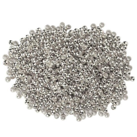 500Pcs Metal Open Bead Tips Knot Covers Round Crimp Beads for Jewelry Making Fold Over Bead Covers for DIY Bracelets Necklaces [Platinum Plating]