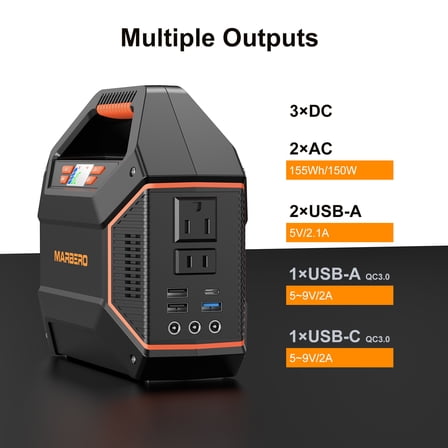 MARBERO 155Wh   Portable Solar Generator with 30W Solar Panel
