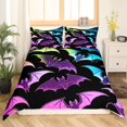 thumbnail image 2 of YST Colorful Bat Print Duvet Cover Set, Rainbow Gradient King Size Bedding for Kids, Happy Halloween, 2 of 6