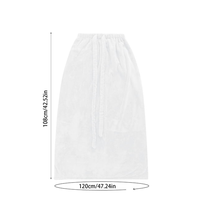 Adjustable Bath Wrap 43x47in Women Spa Robe Lightweight Dry Cover Beach Pool Cover Up Multipurpose White