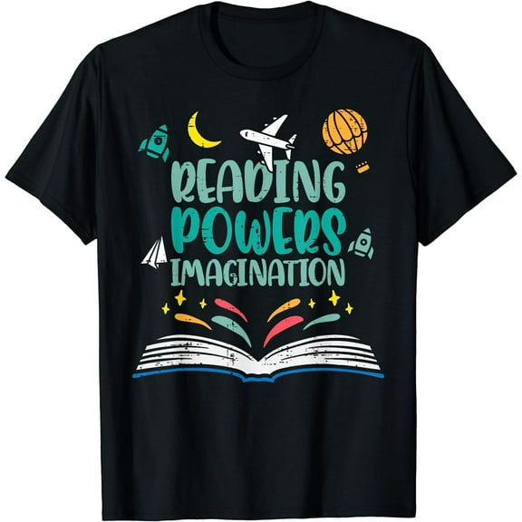Reading Powers Imagination Cute Teacher Librarian Book Lover T-Shirt