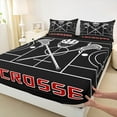 thumbnail image 3 of Homewish Lacrosse Queen Sheet Sets 4-Piece for Boys, Gray Black Flat Sheet, Sport Helmet Queen Fitted Sheet, Breathable Home Decor, 3 of 7