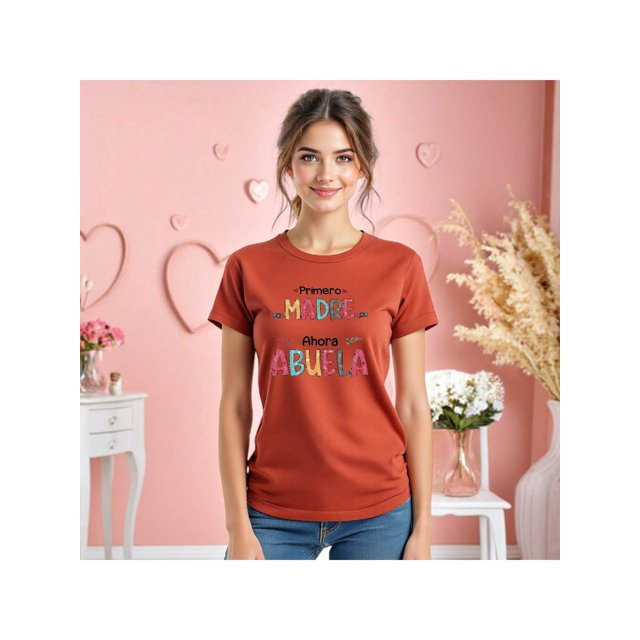 Playera De Primero Madre, Ahora Abuela – Regalo con Amor para Súper Abuelas Color Shedron Talla Mediana Marca Emil SaEs