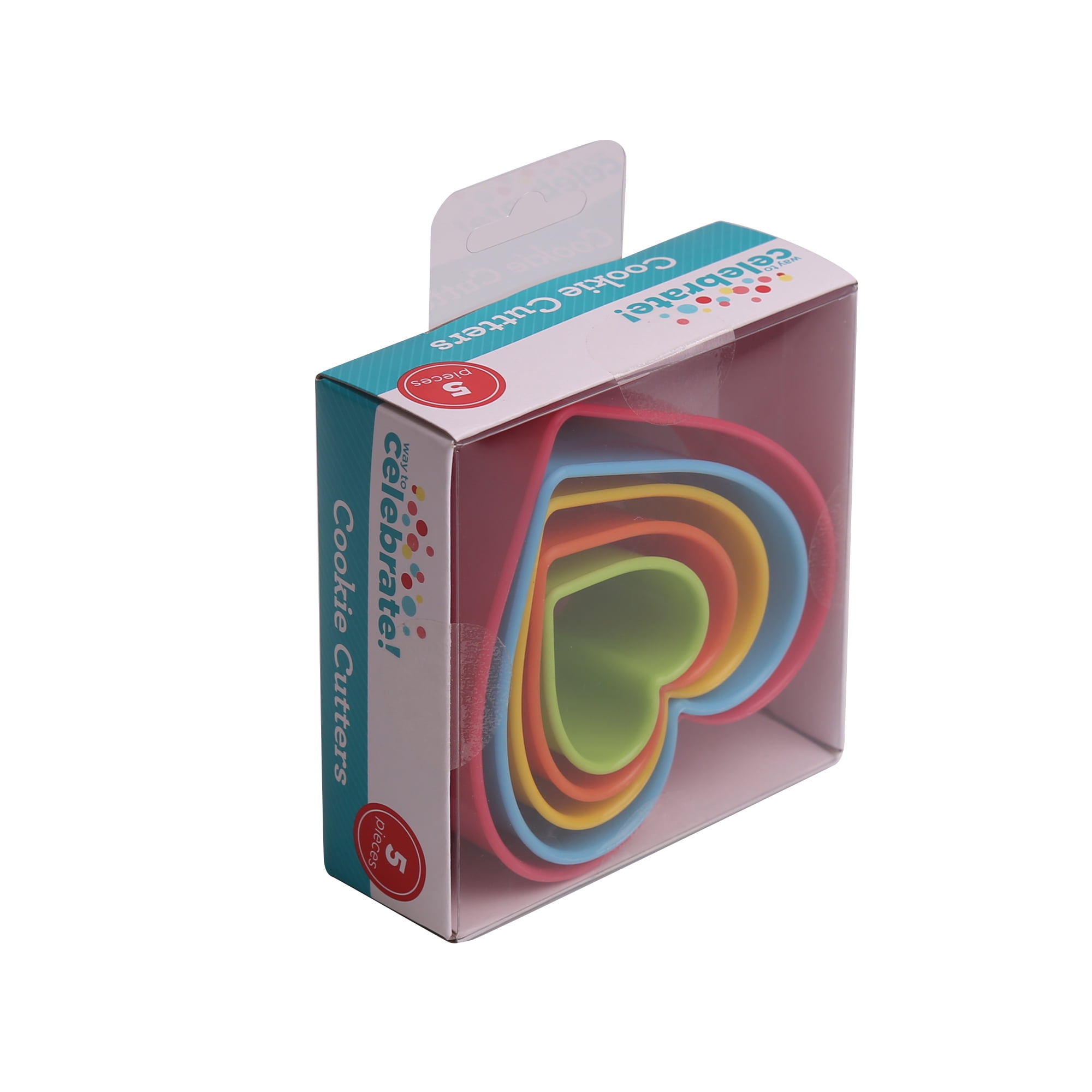 Heart Cookie Cutter Set, Multi-Color, 5 Pieces, Plastic Material, Way to Celebrate