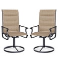 thumbnail image 2 of Techmilly Patio Swivel Chairs Set of 2, Outdoor Dining Chairs High Back, Padded All Weather Breathable Textilene Outside Furniture Chair , Grey White, 2 of 7