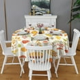 thumbnail image 2 of Fall Pumpkins Leaves Pattern Round Tablecloth 60" X 60",Wrinkle Wipeable Table Cloth for Kitchen Dining Room Picnic Patio Party, 2 of 6
