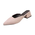 thumbnail image 3 of Bxsruta Women's Pointed-Toe Slip-On Mules with Low Block Heel, Soft Breathable Fabric for Versatile Casual and Office Wear, 3 of 8