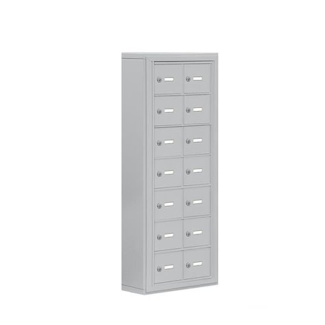 Salsbury 19075-14ASK Cell Phone Storage Locker 7 Door High Unit - 5 Inch Deep Compartments - 14 A Doors - Aluminum - Surface Mounted - Master Keyed Locks