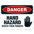 thumbnail image 1 of Hand Hazard Watch Your Fingers Sign, OSHA Danger Sign, 18x24 Aluminum, 1 of 1
