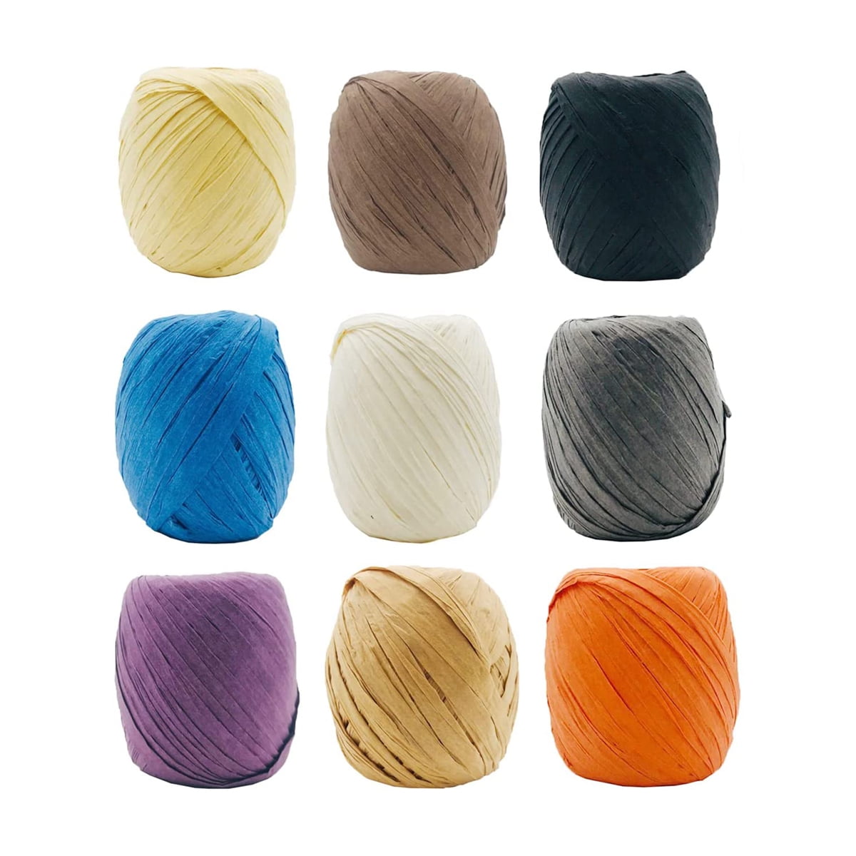 Feildoo Raffia Paper Ribbon, 9 Rolls Paper Raffia Ribbon Perfect for Florist Bouquets Weaving