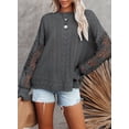 thumbnail image 2 of HOTAPEI Pullover Sweaters for Women Lace Crochet Long Sleeve Sweaters Hollow Out Sweater Crewneck Knit Pullover Tops, 2 of 5