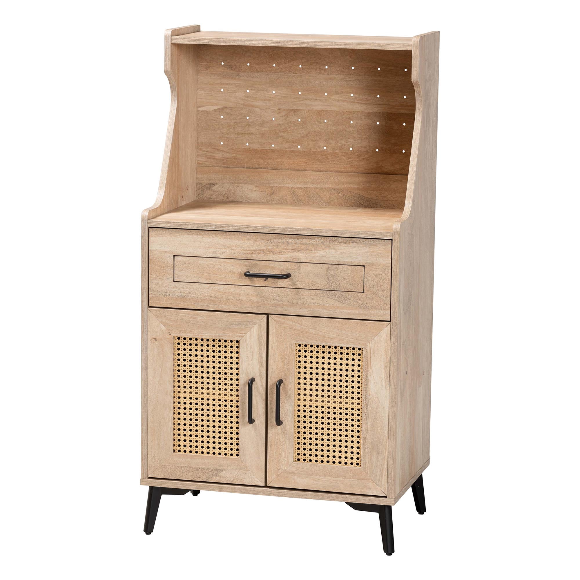 Baxton Studio Pavone Mid-Century Kitchen Cabinet, 5-Shelf , Oak Brown