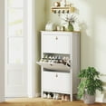 thumbnail image 2 of HOMCOM Armoire à Chaussures avec 3 Tiroirs Basculants, Armoire de Rangement pour Chaussures Étroite, Blanc, 2 of 10