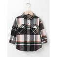 thumbnail image 2 of Arvbitana Toddler Baby Girls Boys Plaid Jacket Long Sleeve Lapel Button Closure Brushed Shirt Outwear Unisex Fall Winter Loose Casual Classic Cardigans for Kids, 2 of 9