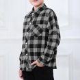 thumbnail image 5 of IUYRTFE Boys Plaid Long Sleeve Shirt Casual Flip Collar Button Down Flannel Shirt Comfortable Breathable Loose Fit Kids Top for Daily Outdoor Wear Fall Winter Clothing(Gray,8-9 Years), 5 of 9