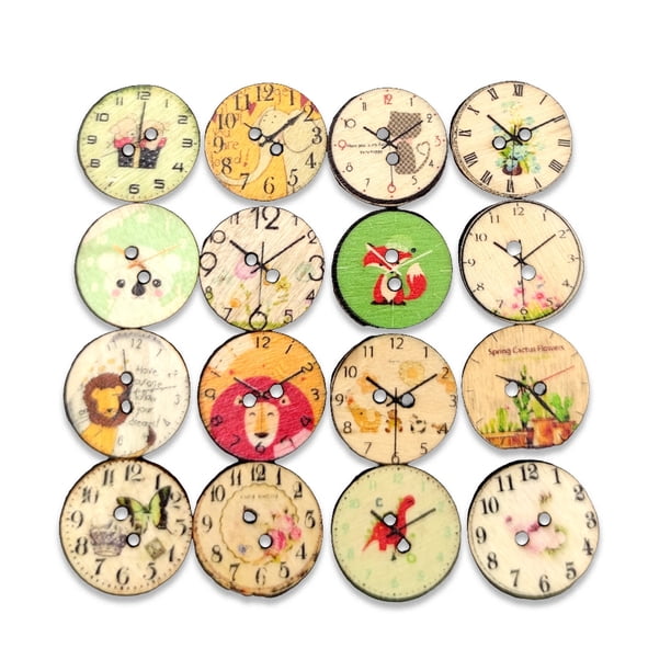 Qarigey Botones de de 100 piezas, relojes redondos de agujeros, estilo Retro, suministros para el hogar para álbumes de recortes, Accesorios de disfraces 20mm Qarigey AP010328-02
