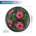 thumbnail image 3 of Dailycode Night Light Wall Clock Glow in The Dark 12 inch Battery Operated Silent Luminous Clocks, Pink Hibiscus Jungle, 3 of 8